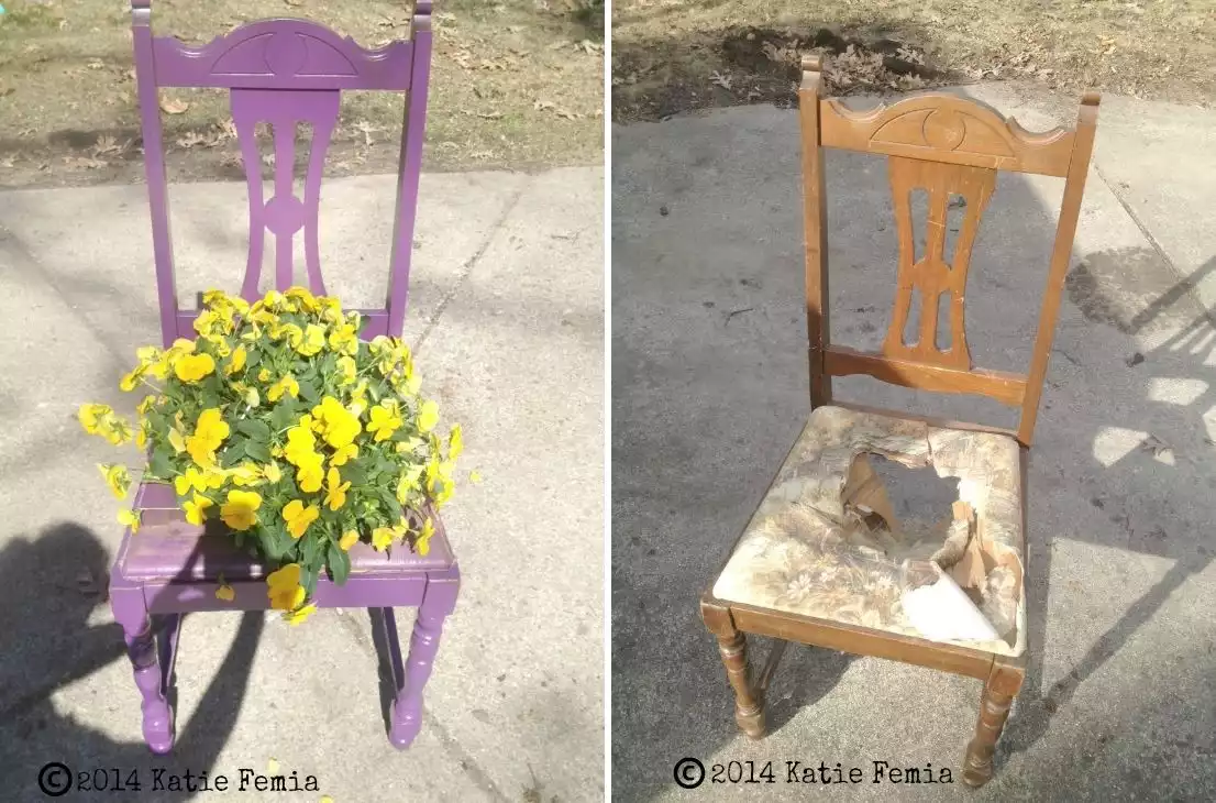 Old wood chair transformation