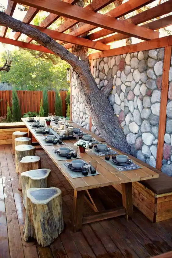 Outdoor dining area for party