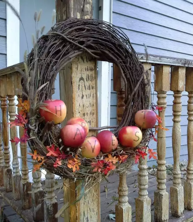 A Twig and Apple Fall Style Wreath