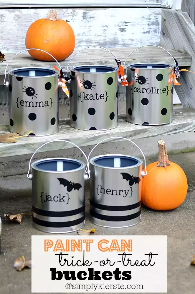 Painted Recycled tin cans for Halloween