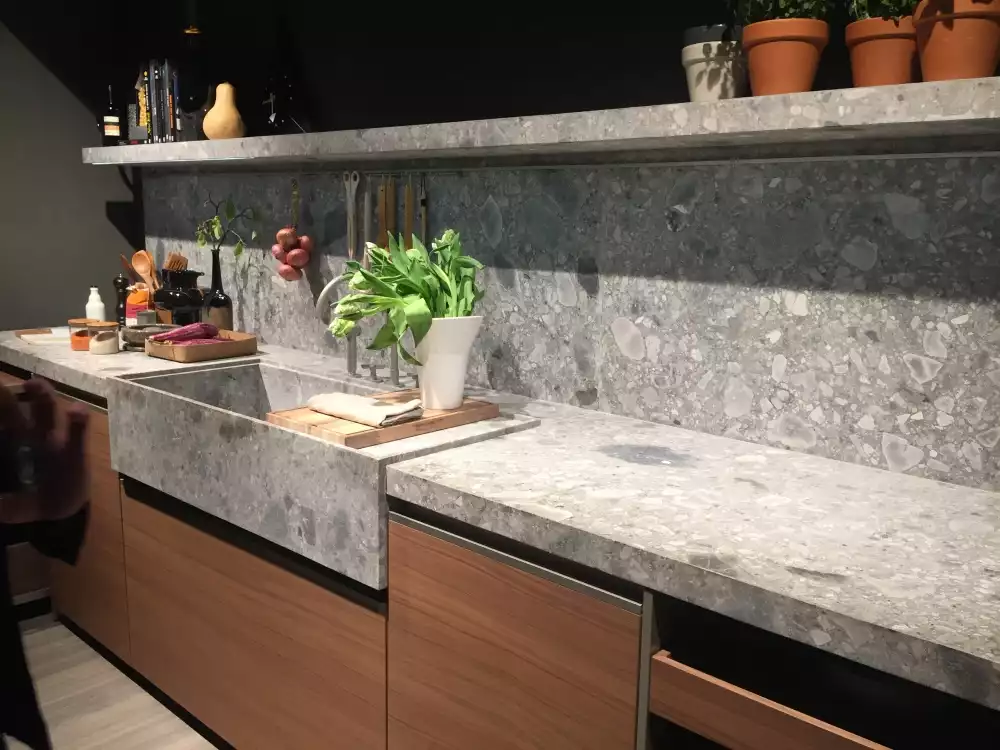 Picture with modern kitchen featuring granit countertop