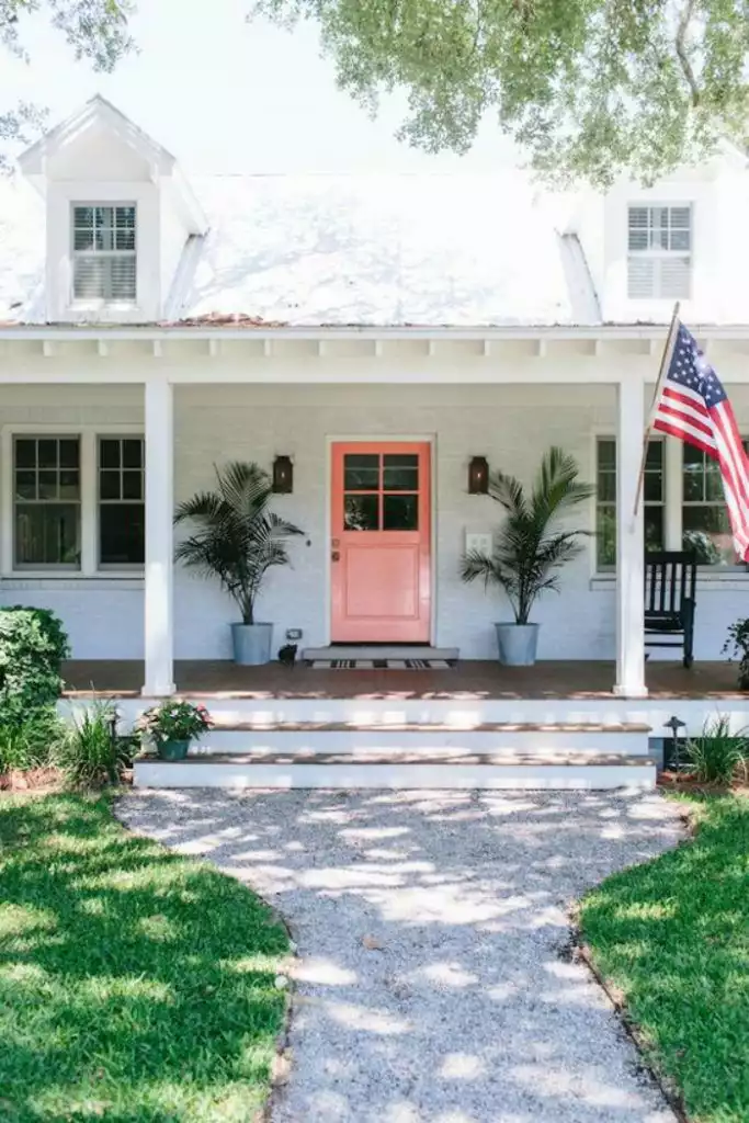 White Painted Brick Exterior Can Make Your Front Door Pop With Color