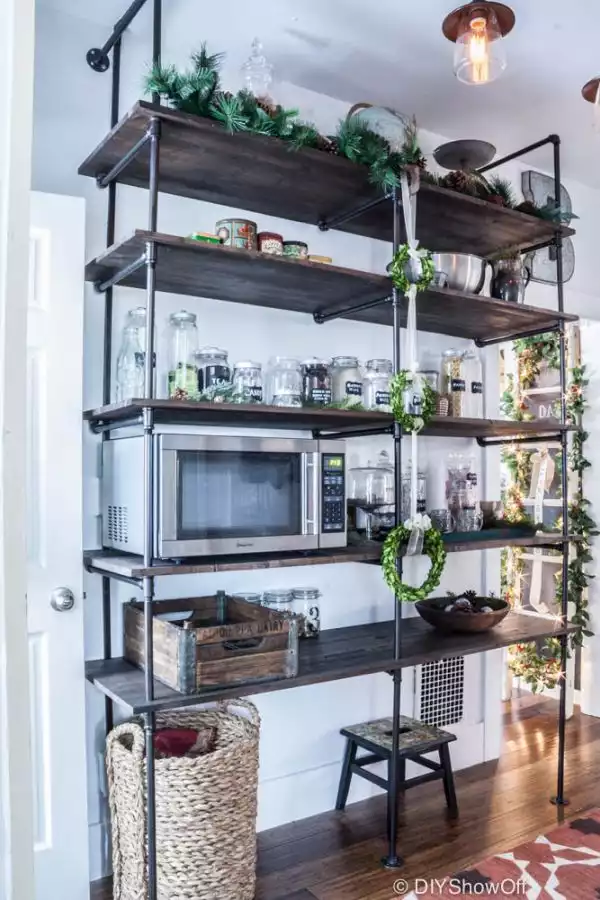 Pipe shelves for the pantry