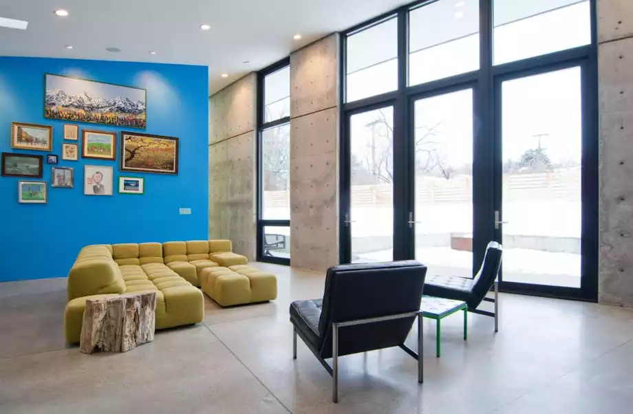 Polished concrete walls and floor