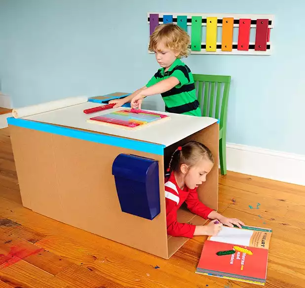 Pop up cardboard desk