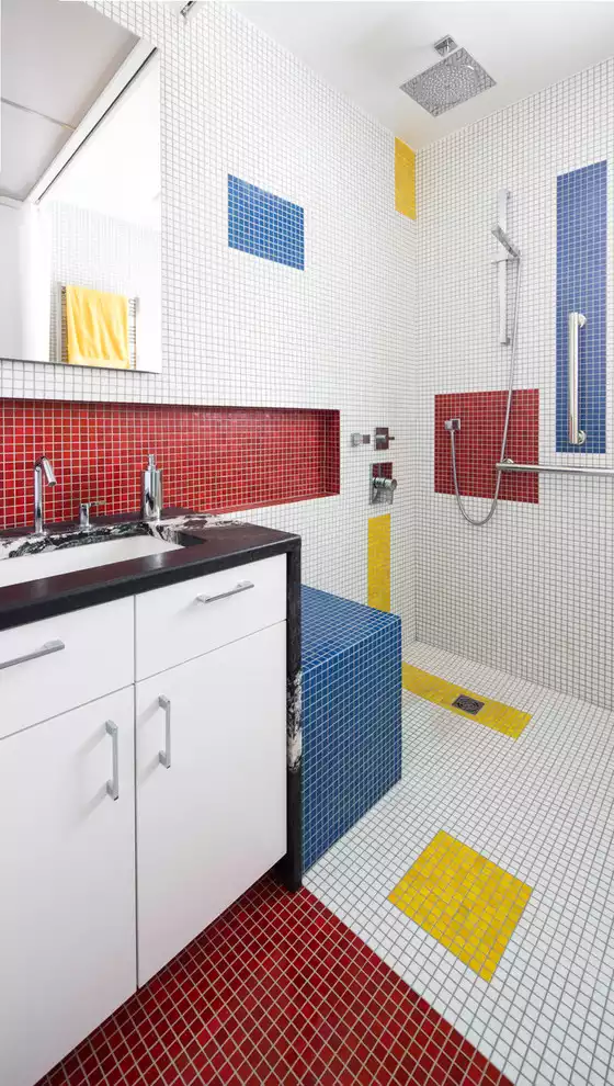 Primary-Colored Shower Tile