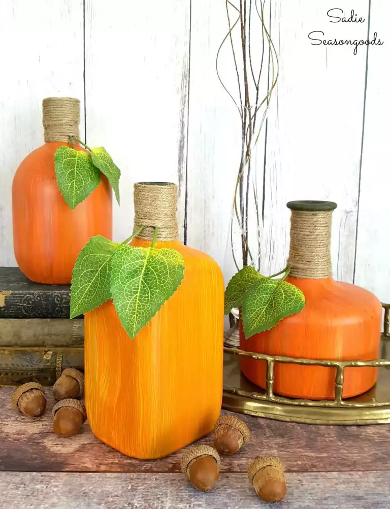Painted Pumpkin Bottles