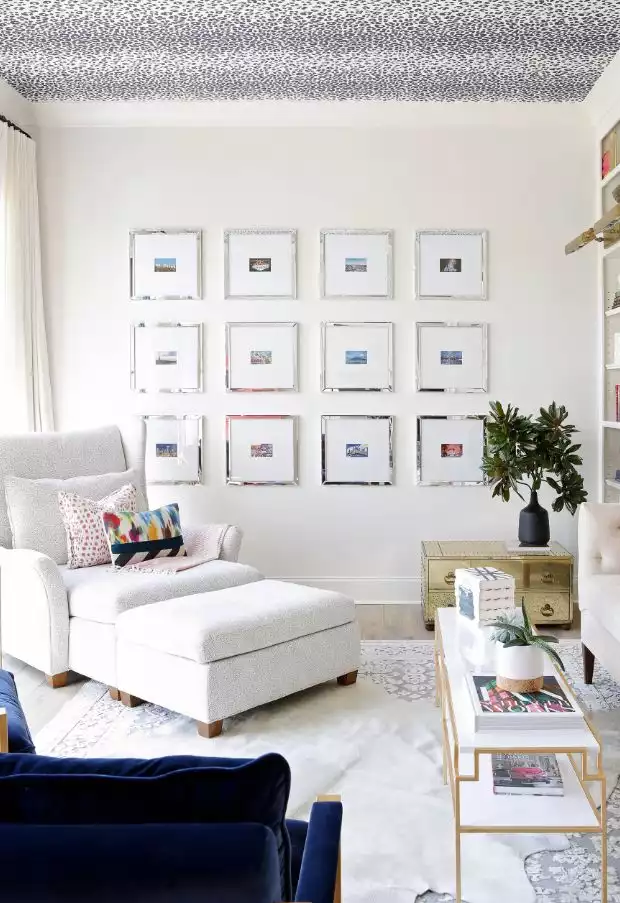 Reading corner with frames on the wall