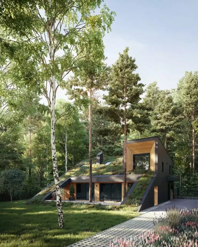 Russian based Snegiri Architects Green Slope Roof Agnel 821x1024