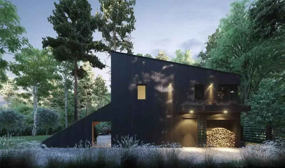 Russian based Snegiri Architects Green Slope Roof Back