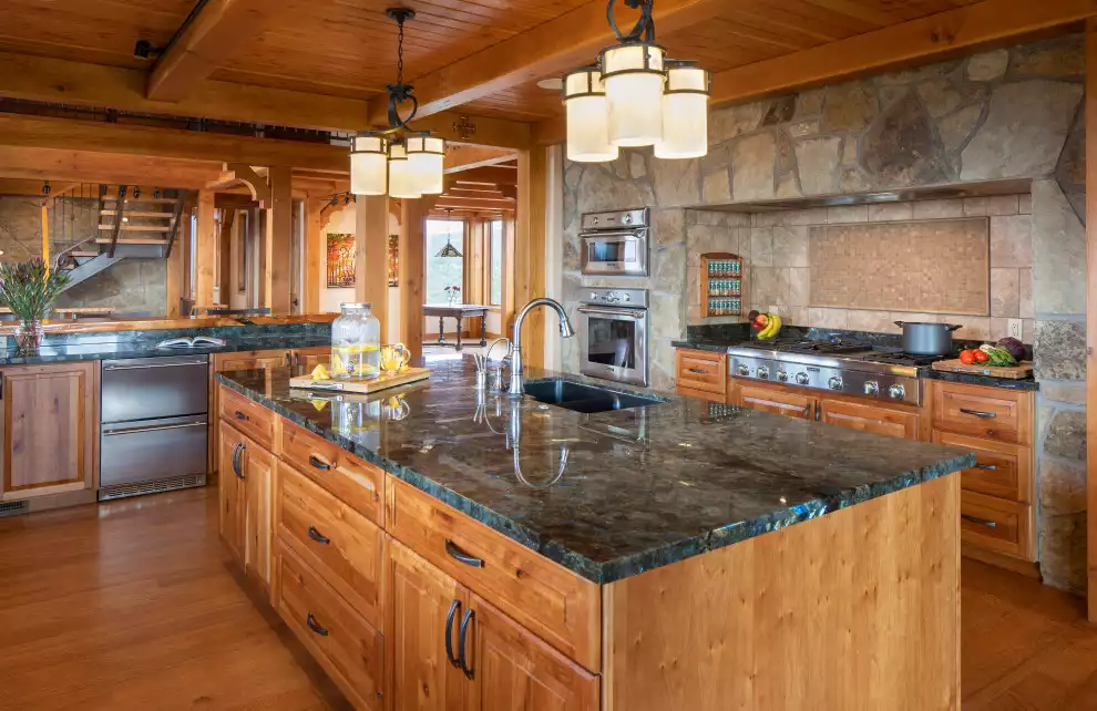 Rustic Mountain Kitchen with Labradorite Counters