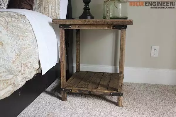 Rustic Square Bedside Table