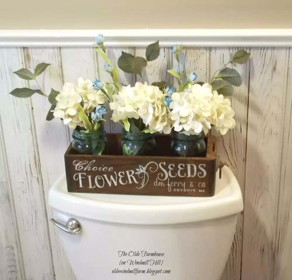 Adding a Flower Basket to Your Farmhouse Bathroom