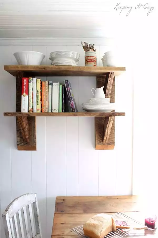 Rustic kitchen shelves