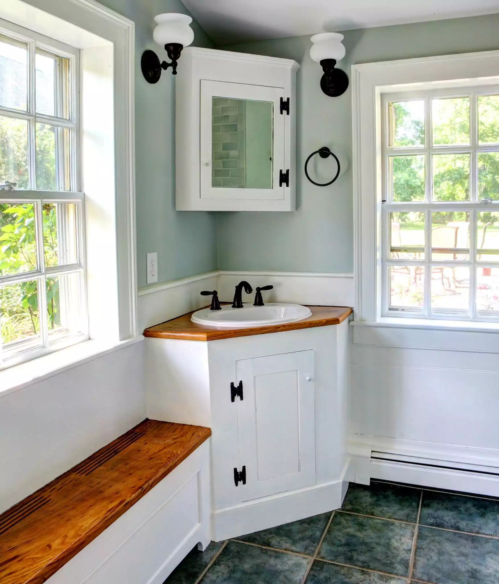 Rustic makeover corner vanity