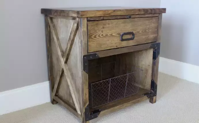 Rustic nightstand with a pull-out shelf