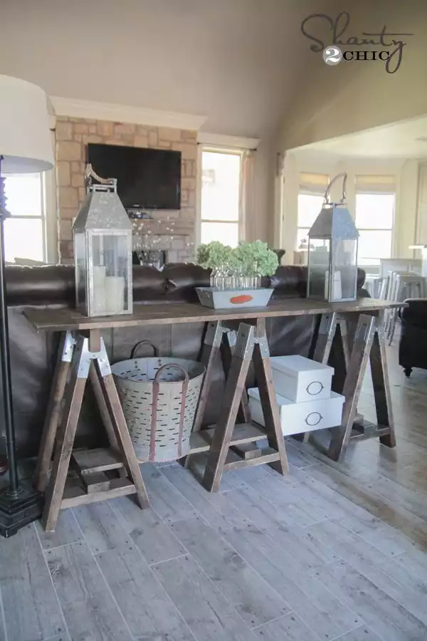 Sawhorse console table