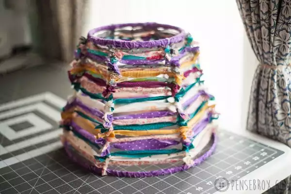 Scrap fabric lamp shade