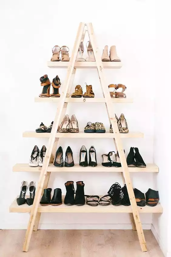 Shoe storage from ladder