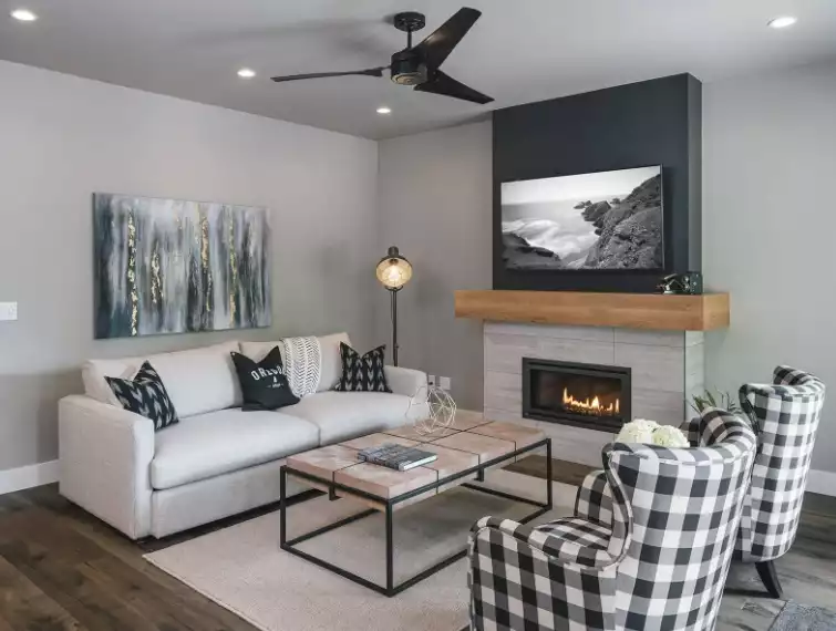 Small living room decor with fireplace