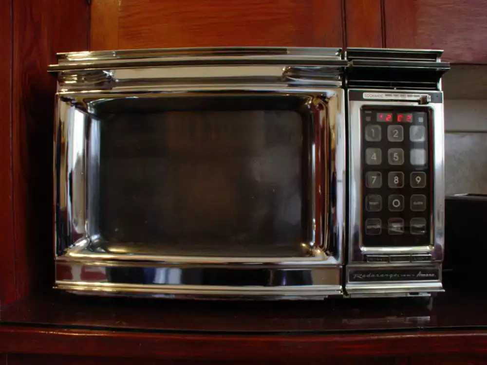 Small stainless steel microwave