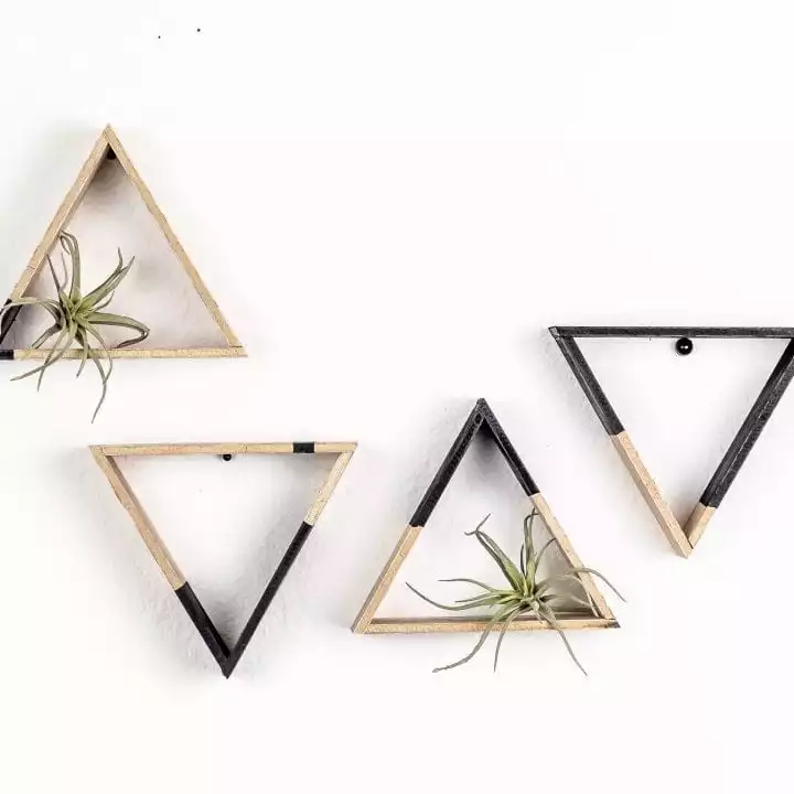 Small triangle shelves made of wood