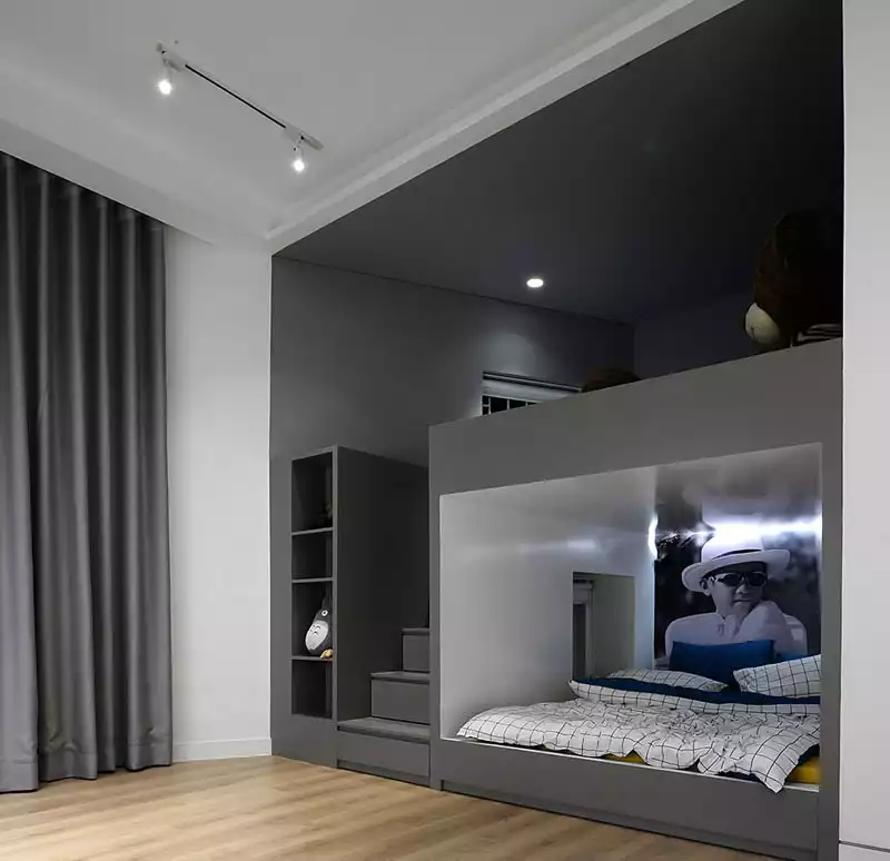 Teenage boy kids room interior