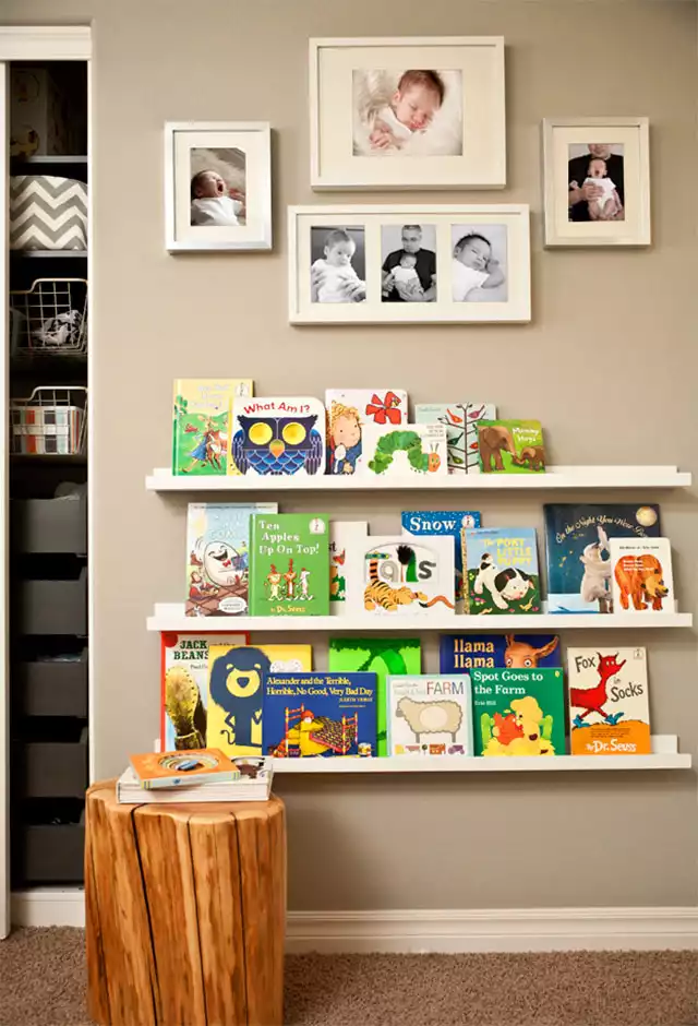 Simple library wall for baby books