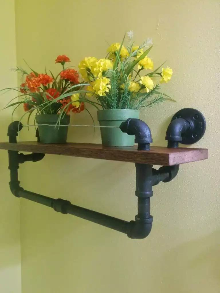 Towel Rack With Oak Shelf