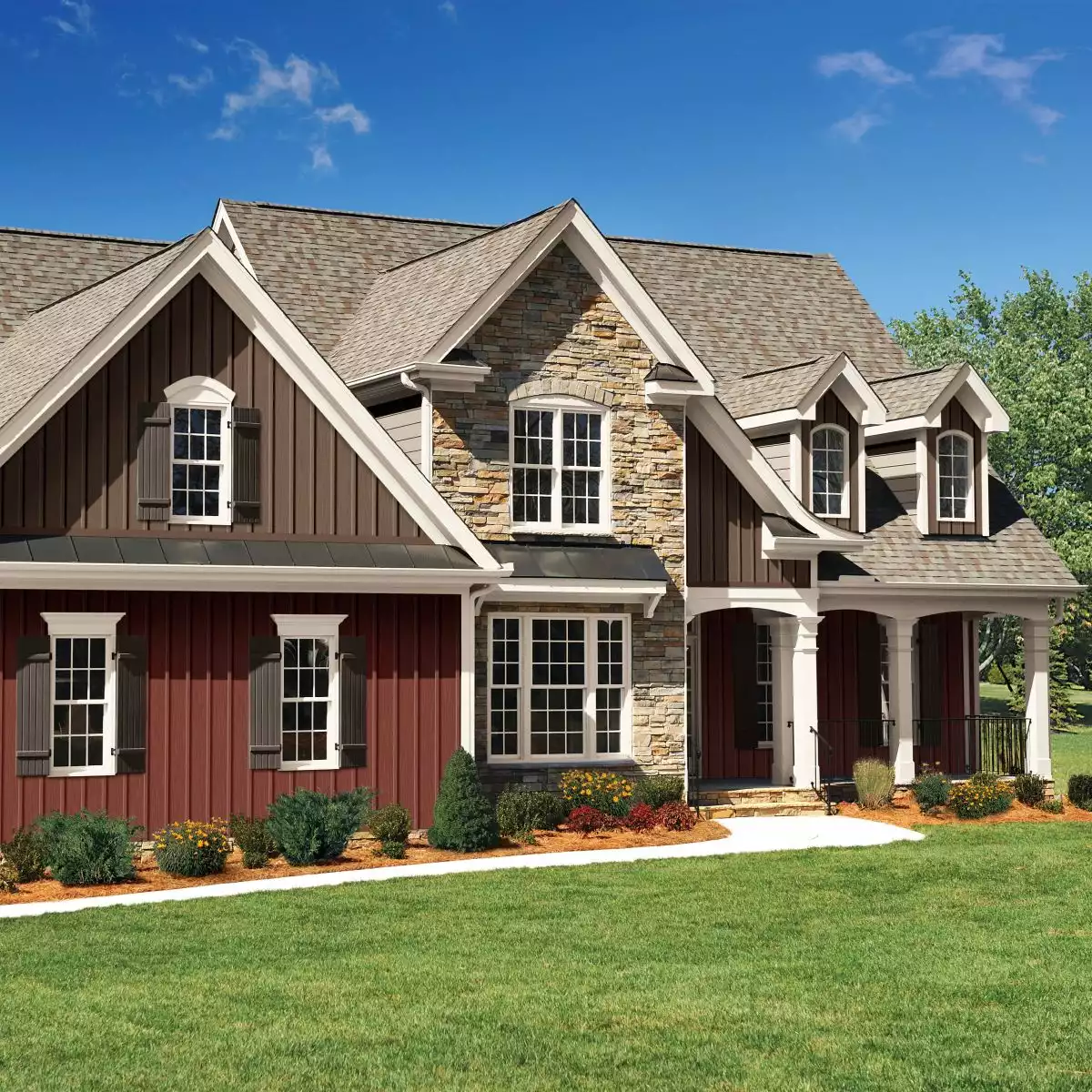 Traditional house with vertical siding