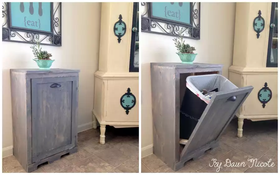 Trash cabinet for laundry room