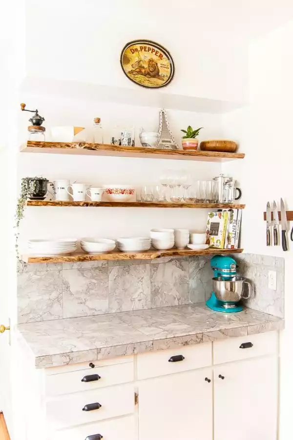 Try live edge shelves