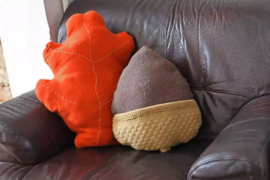 Upcycled DIY Acorn and Oak Leaf Pillows