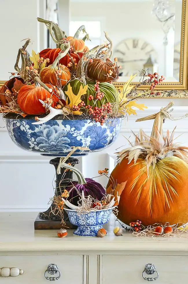 Velvet Pumpkin Table Display
