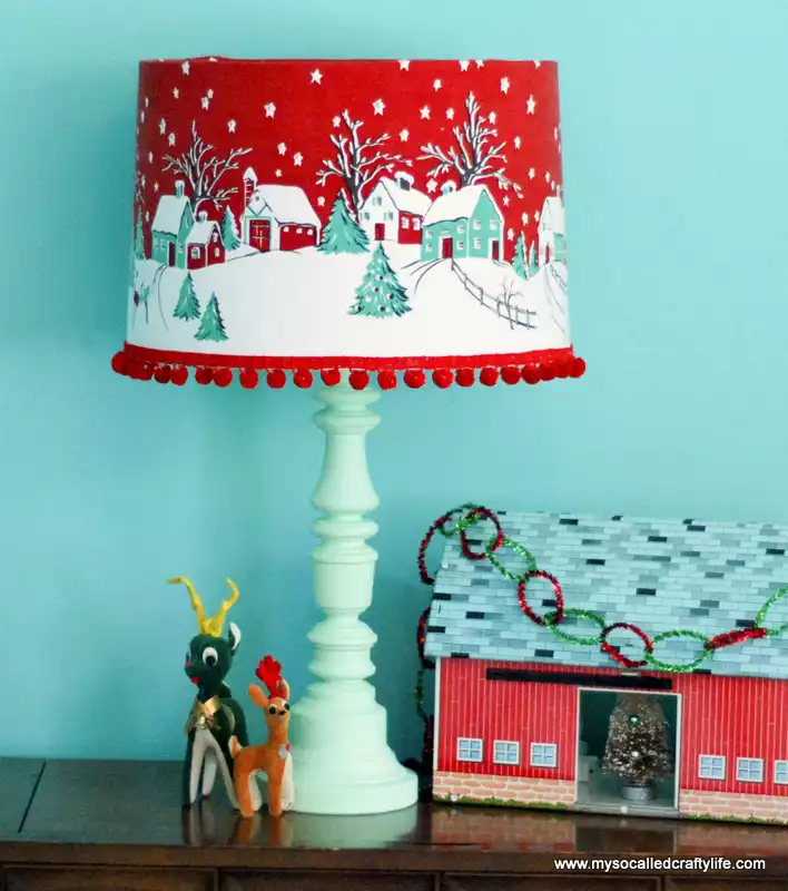 Vintage christmas inspired lampshade