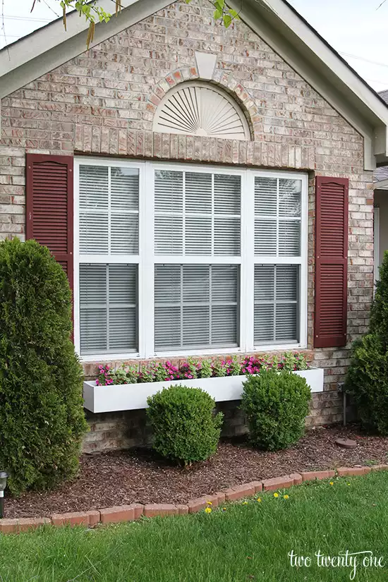 White and low window planter box