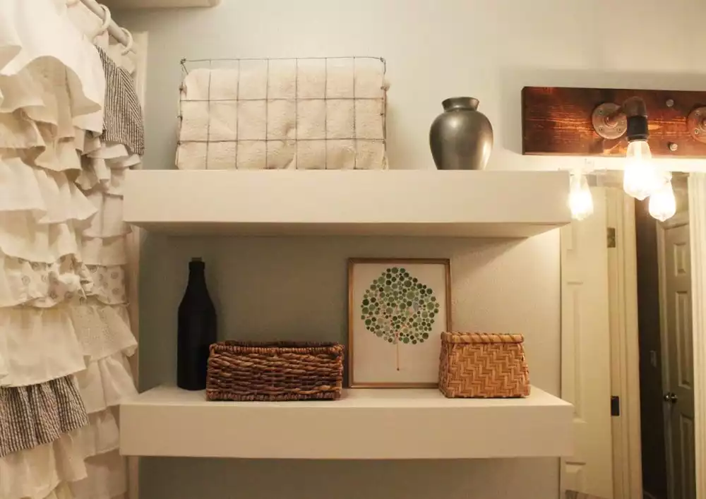 White floating shelves