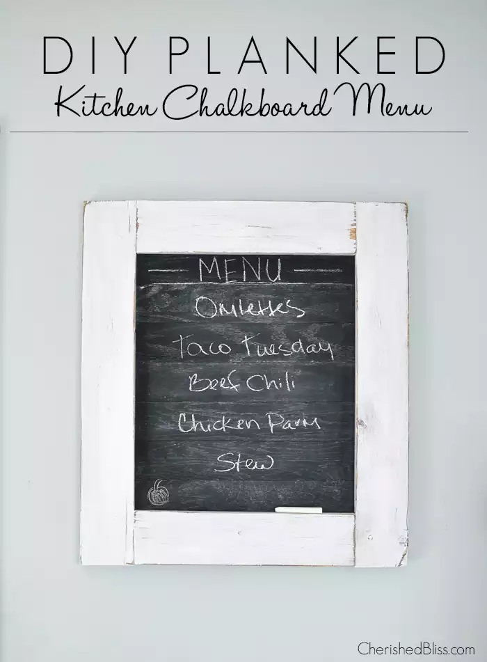 White planked kitchen chalkboard menu