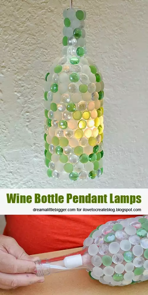 Wine bottle pendant lamp