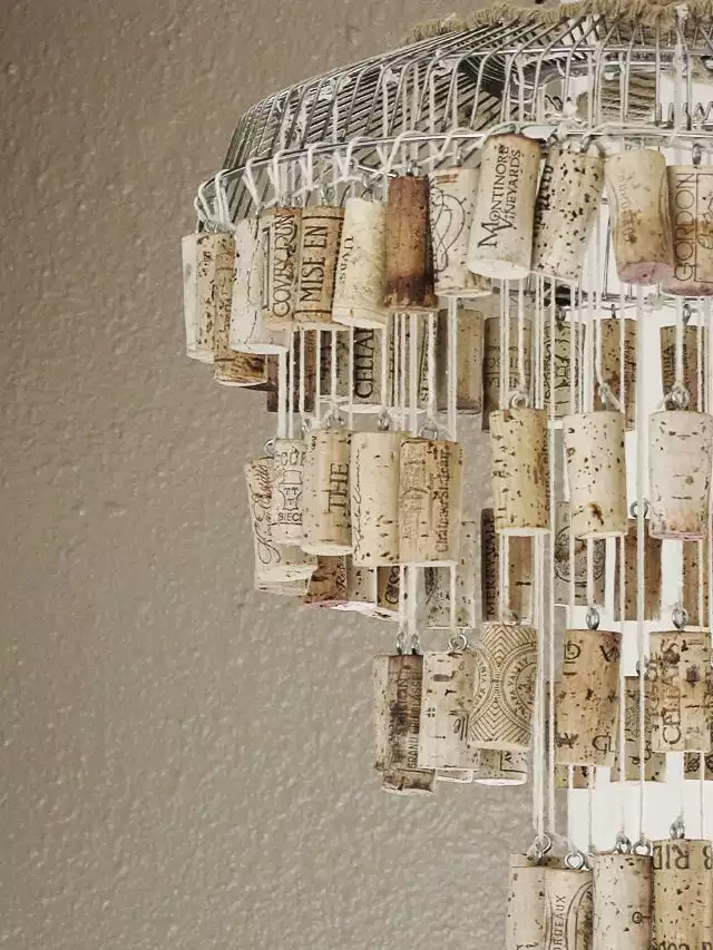 A Chandelier Made from Wine Corks