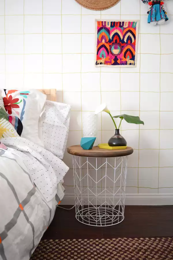 Wire basket side table