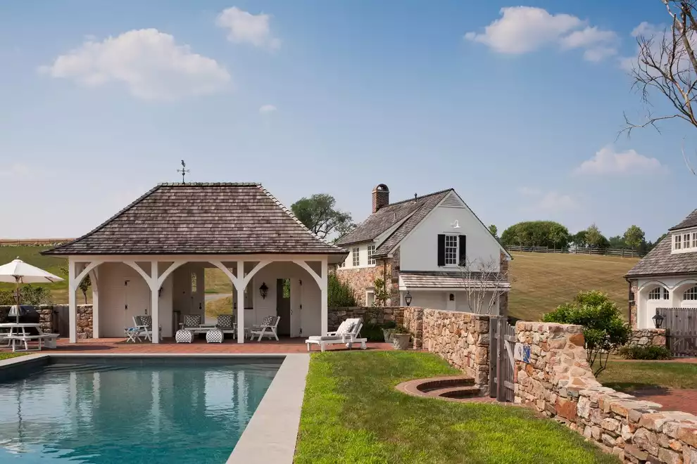 Wood Shingled Bonnet Roof on a Pool House