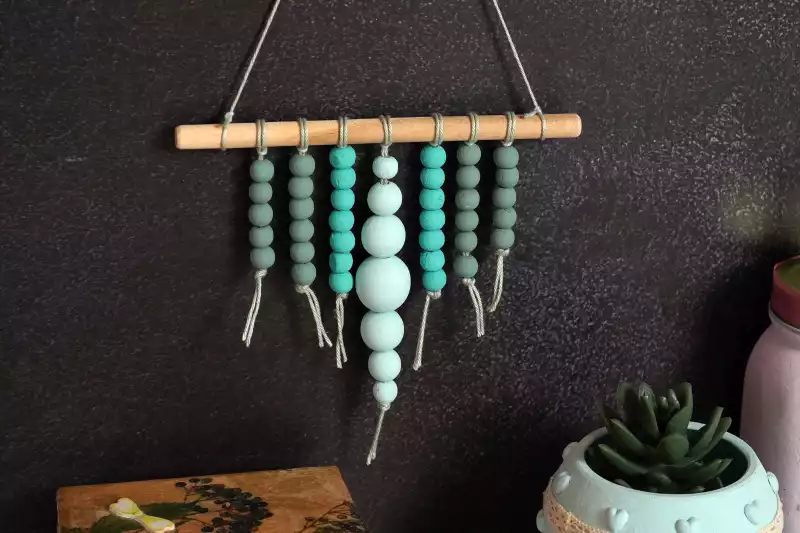 Wood beaded wall decor