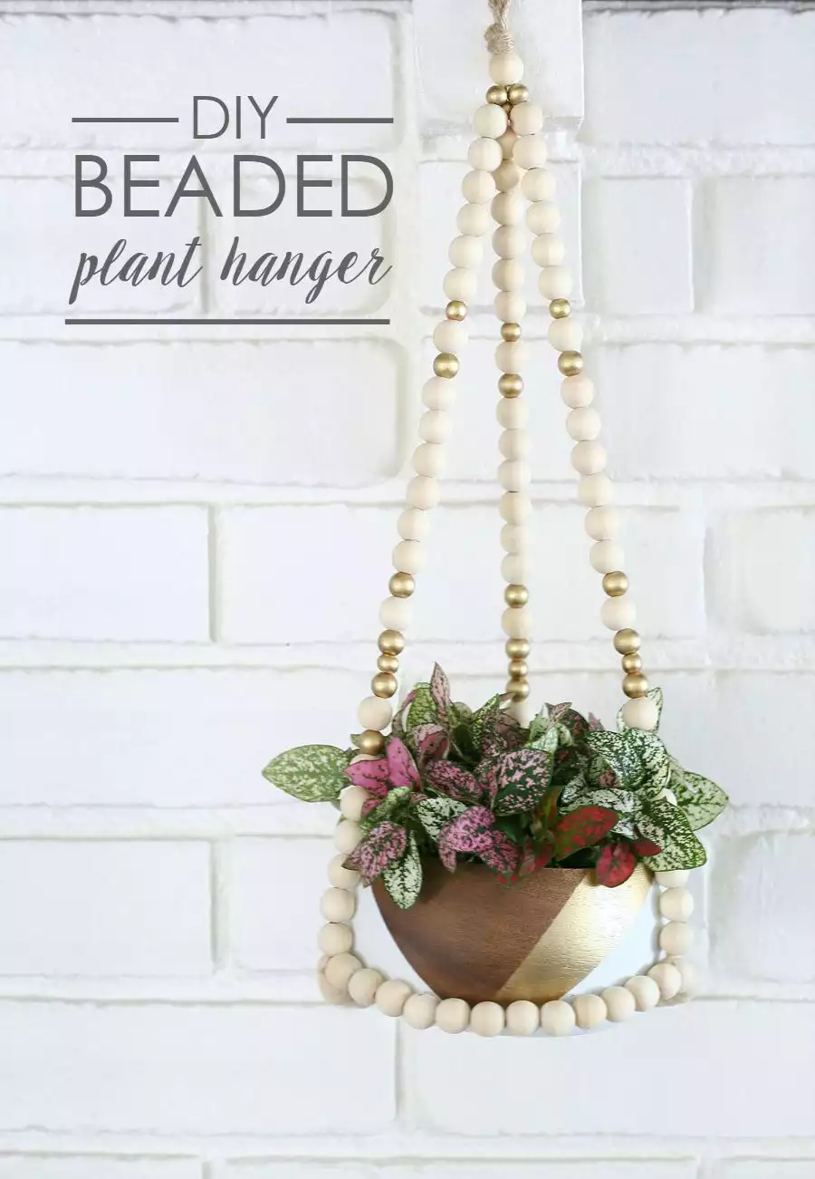 Wood beads planter hanger