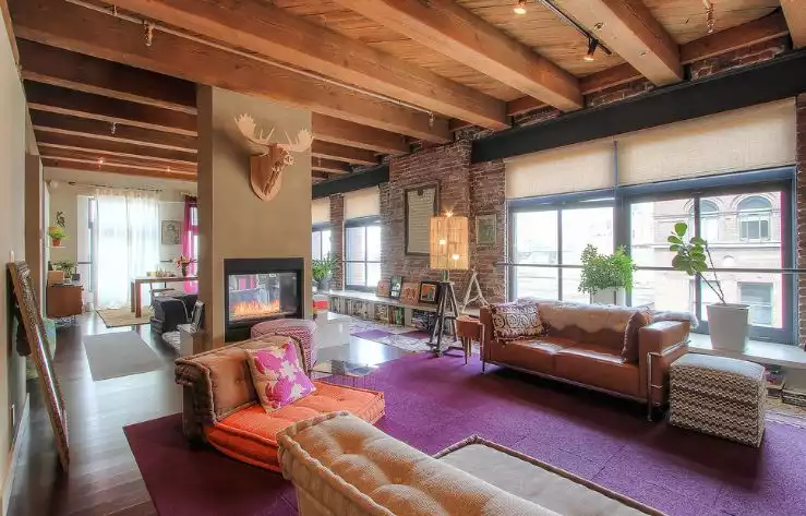 Wood beams paired with wood ceiling