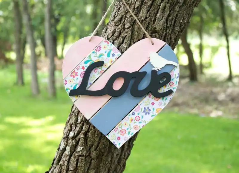 Wood sign for V day