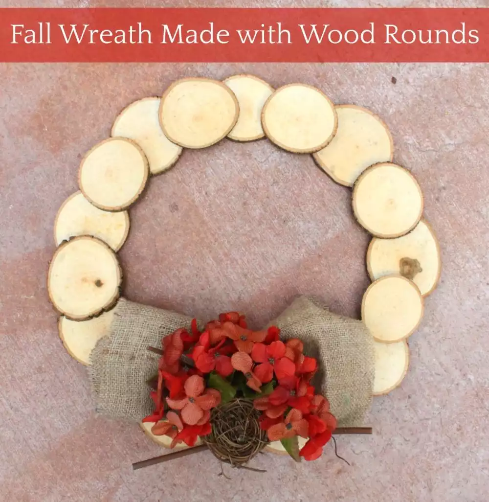 Neutral Fall Wood Slice Wreath