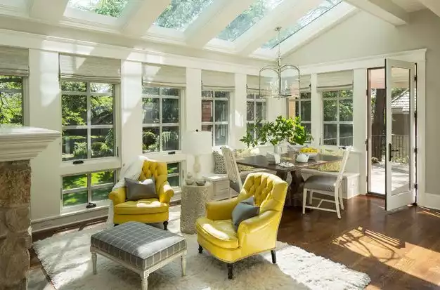 Yellow Leather Chairs for Living-sunroom