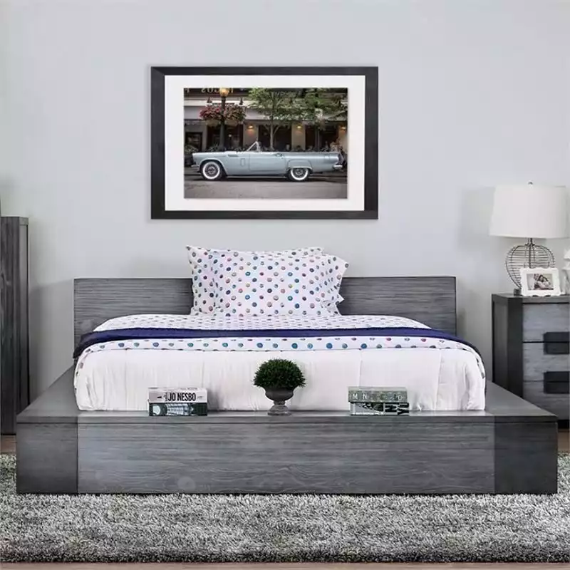 bedroom with shades of gray