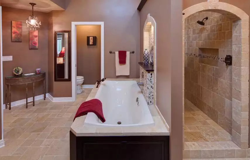 Behind bathtub walk in shower